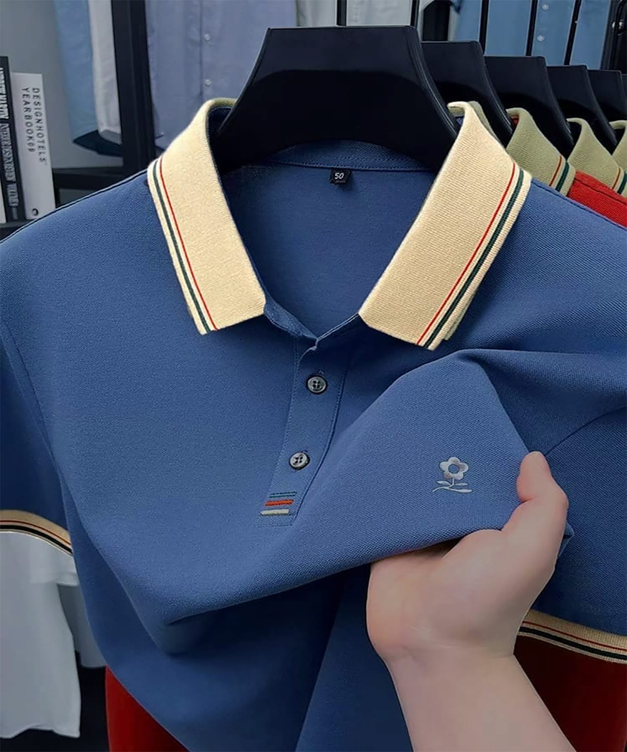 Super Premium PK Cotton Polo Shirt [Rose-Royal Blue Color]